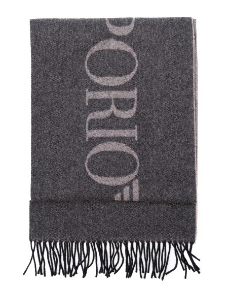 Shop EMPORIO ARMANI  Sciarpa: Emporio Armani sciarpa in lana con logo.
Jacquard.
Brand logo.
Maglia leggera.
Composizione: 100% Lana.
Fabbricato in Italia.. 625072 3F364-00152